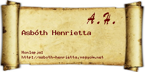 Asbóth Henrietta névjegykártya